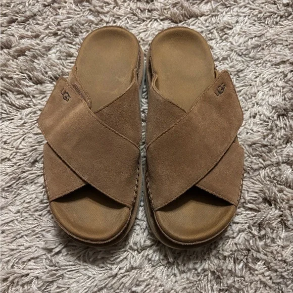 UGG Goldenstar Cross Slide - Chestnut - Picture 2 of 3